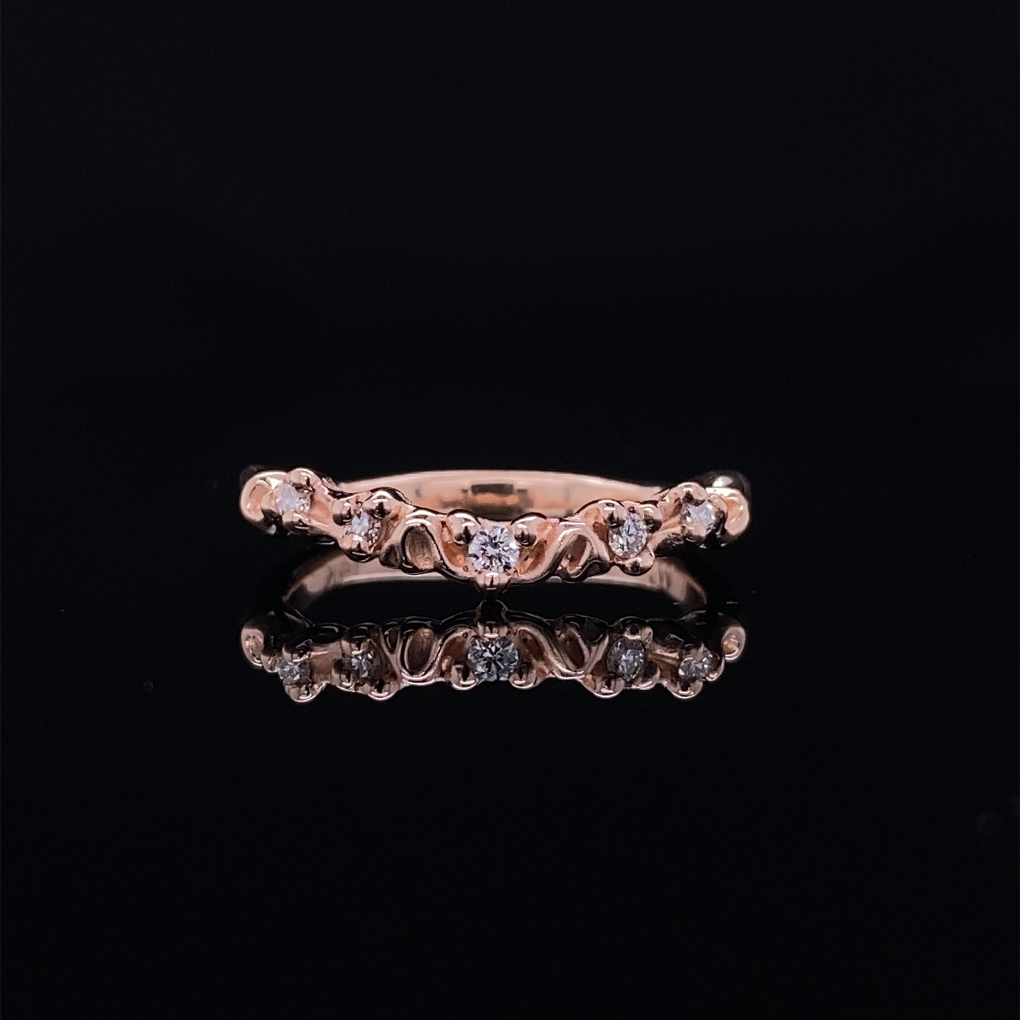 Strawberry Gold Victorian Diamond Contour Wedding Band