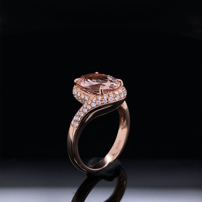 Blushing Morganite Rose Gold Diamond Bypass Ring