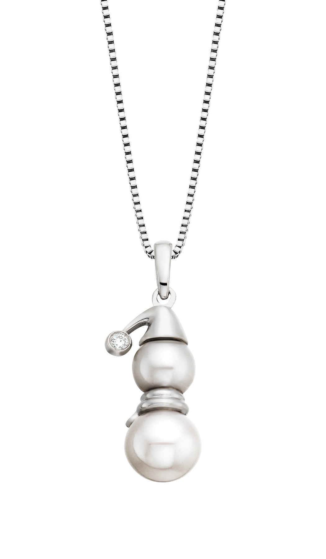 Pearl and Diamond Sparkling Silver Snowman Pendant