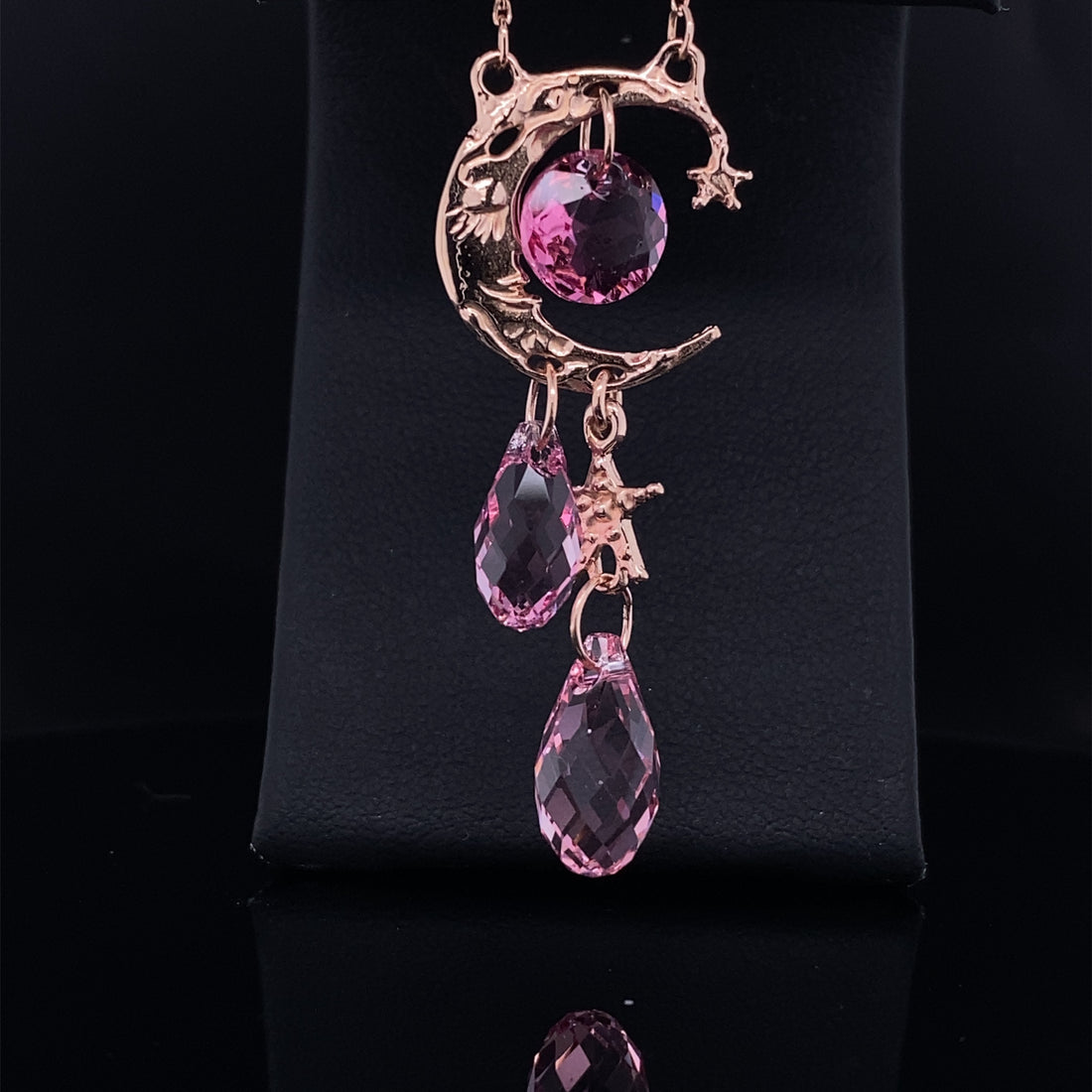 Rose Gold Pink Moon Swarovski Pendant