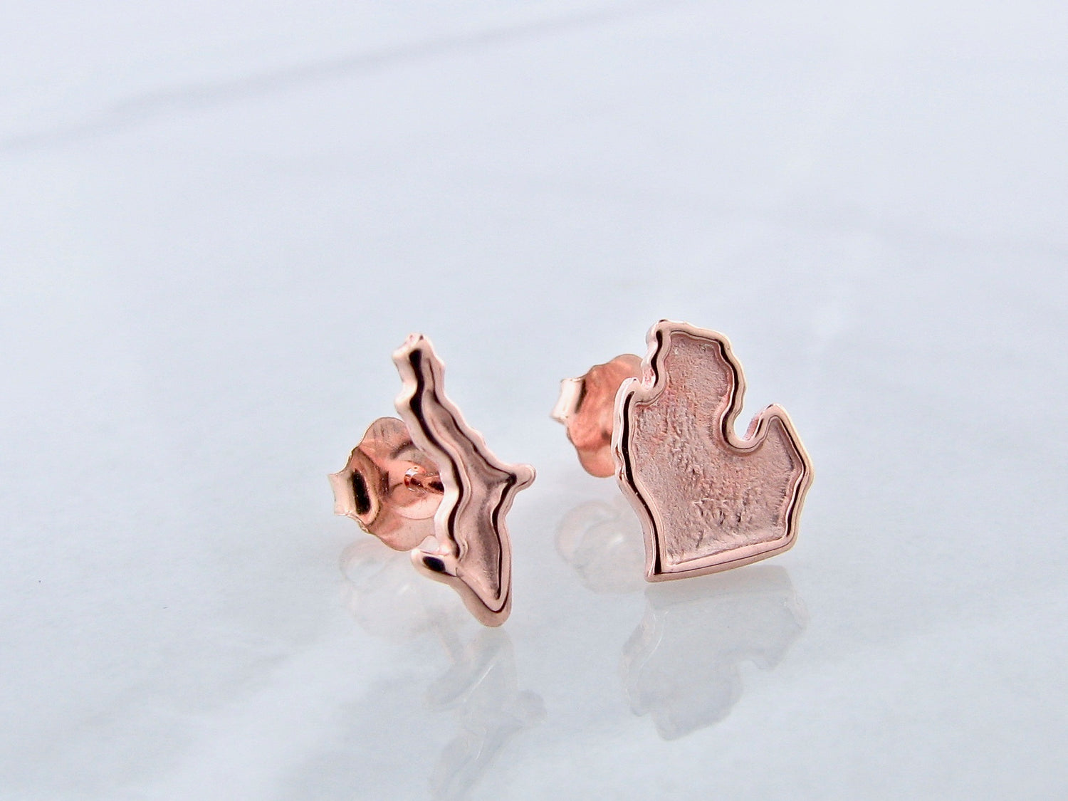 Rose Gold Michigan Earring Studs, Lower Upper Peninsula