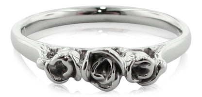 White Gold Band, Three Dainty Roses