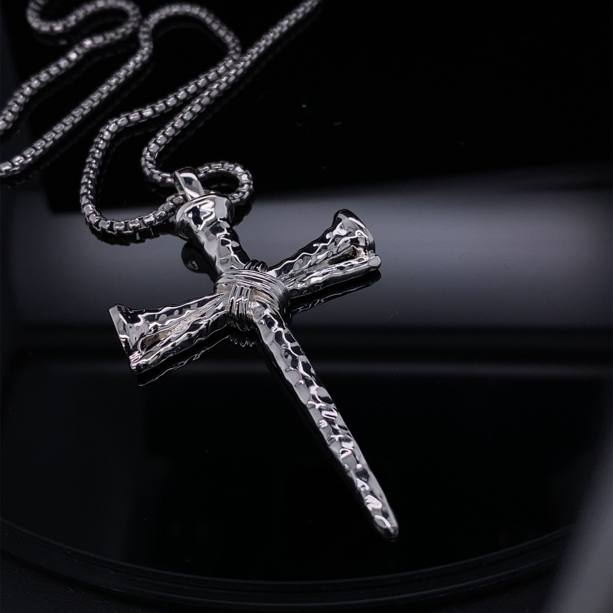 Silver Sacrifice Cross of Nails Pendant