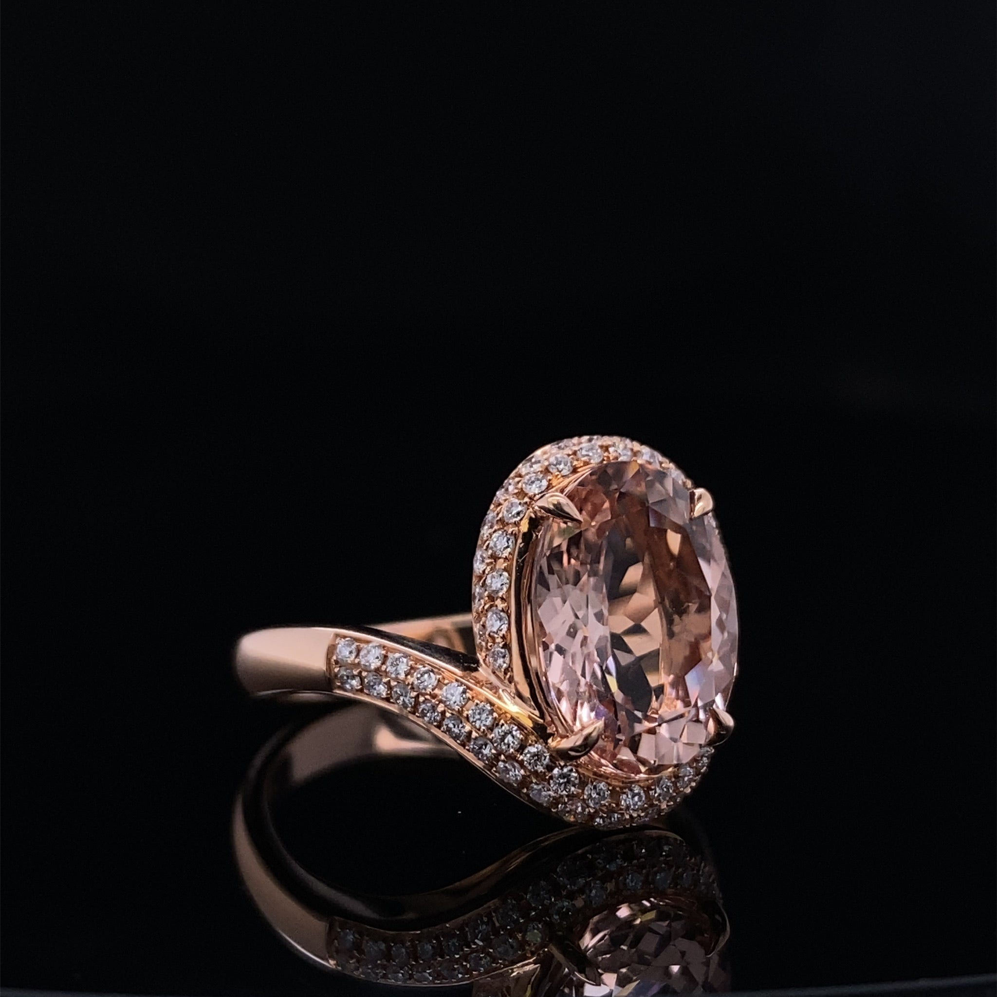 Blushing Morganite Rose Gold Diamond Bypass Ring