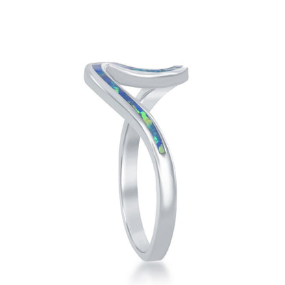 Blue Inlay Opal Wave Ring