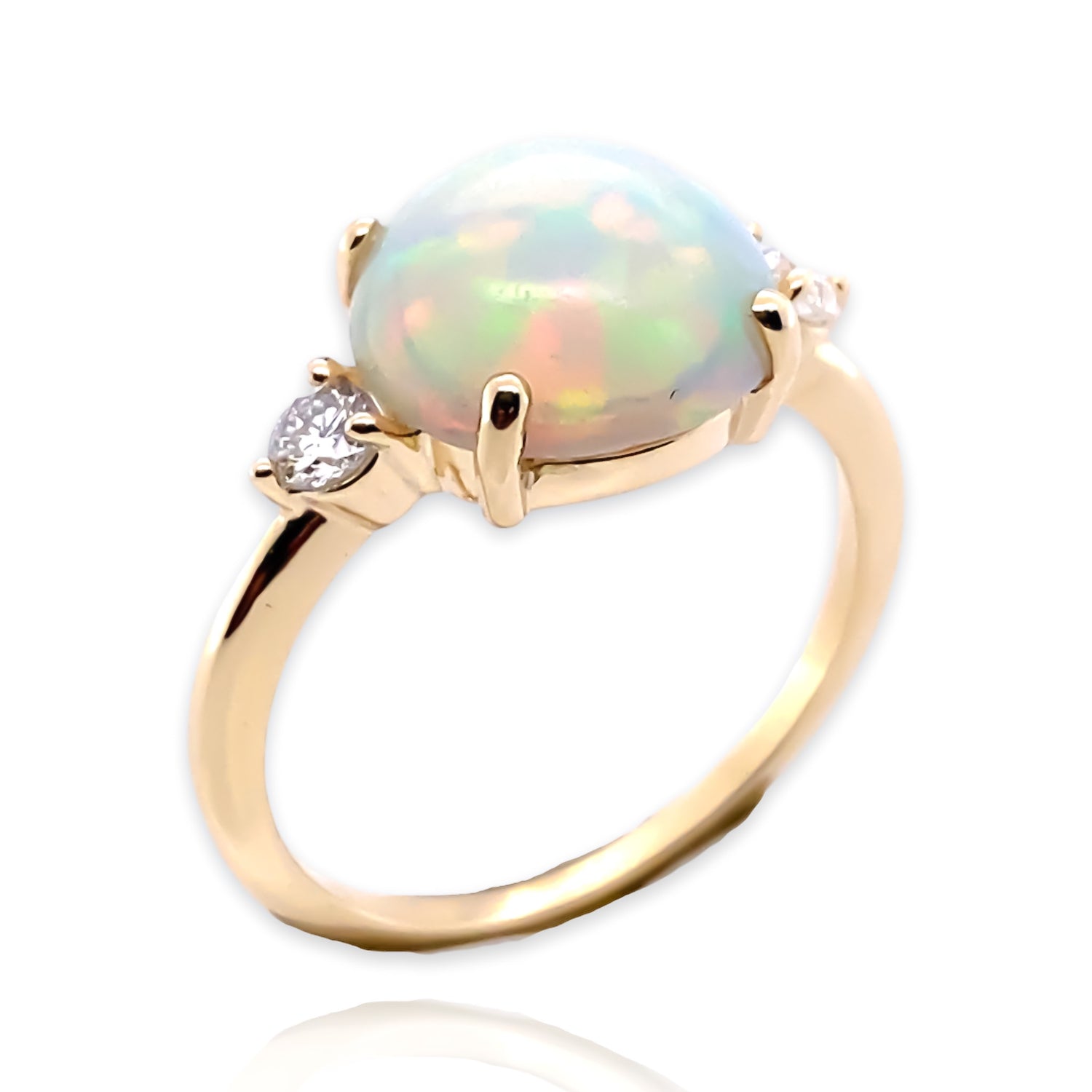 Brilliant Fire Ethiopian Opal and Diamond Ring