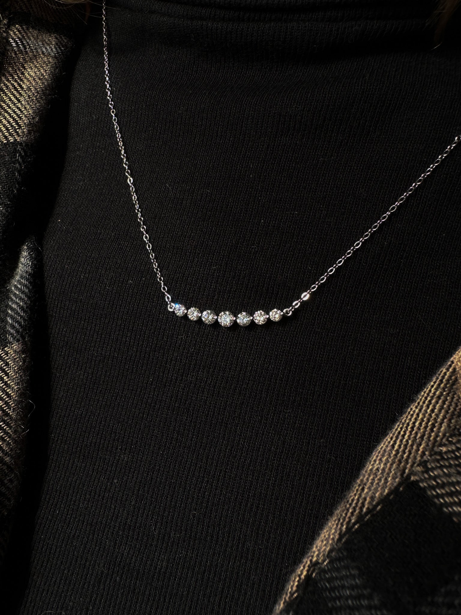 .66ct Shining Crescent Diamond Bubble Necklace White Gold