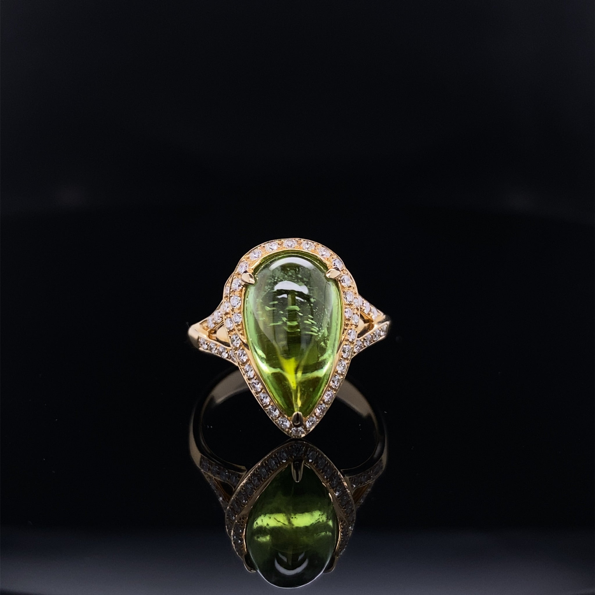 Peridot Glow Diamond Accented Pear Shape Ring