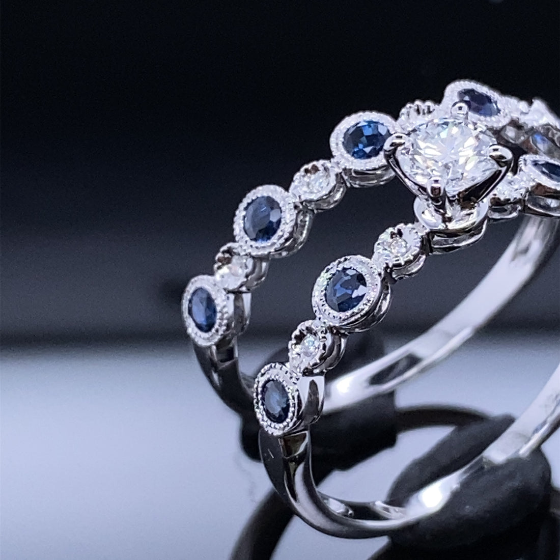 Crown Jewels Sapphire Studded Diamond Engagement Set