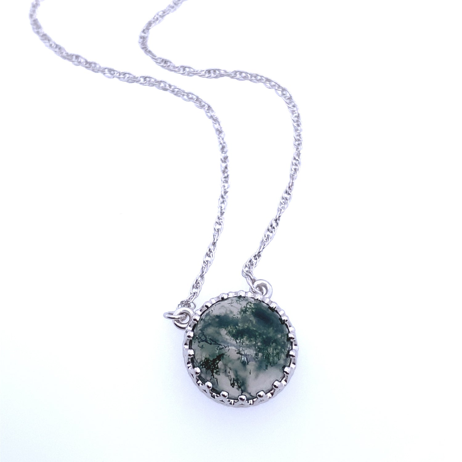 Misty Moor Moss Agate in Silver Marrakesh