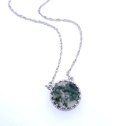 Misty Moor Moss Agate in Silver Marrakesh