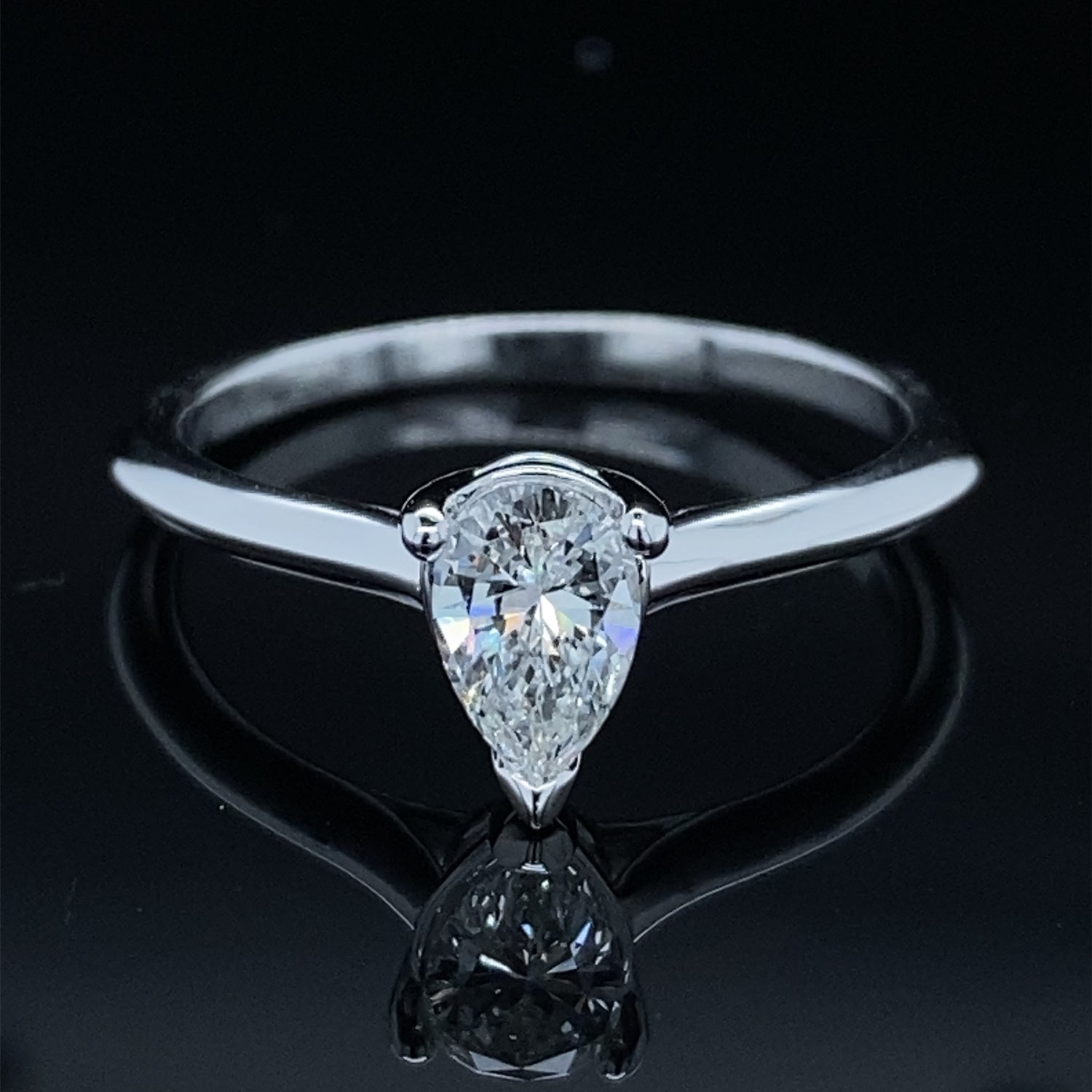 Earth Mined Brilliant Tear Drop Diamond Ring