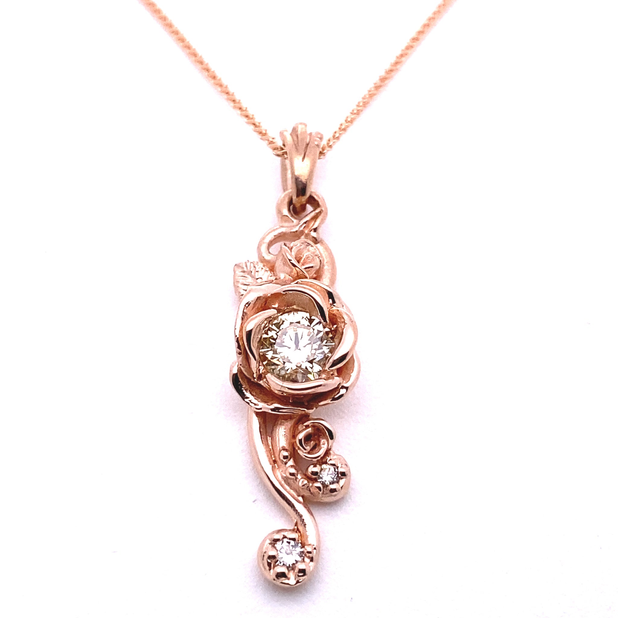 Rose Cascade Pendant Rose Gold and Diamond