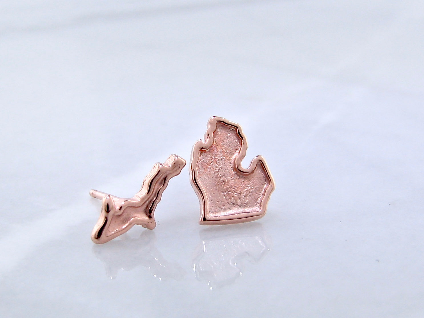 Rose Gold Michigan Earring Studs, Lower Upper Peninsula