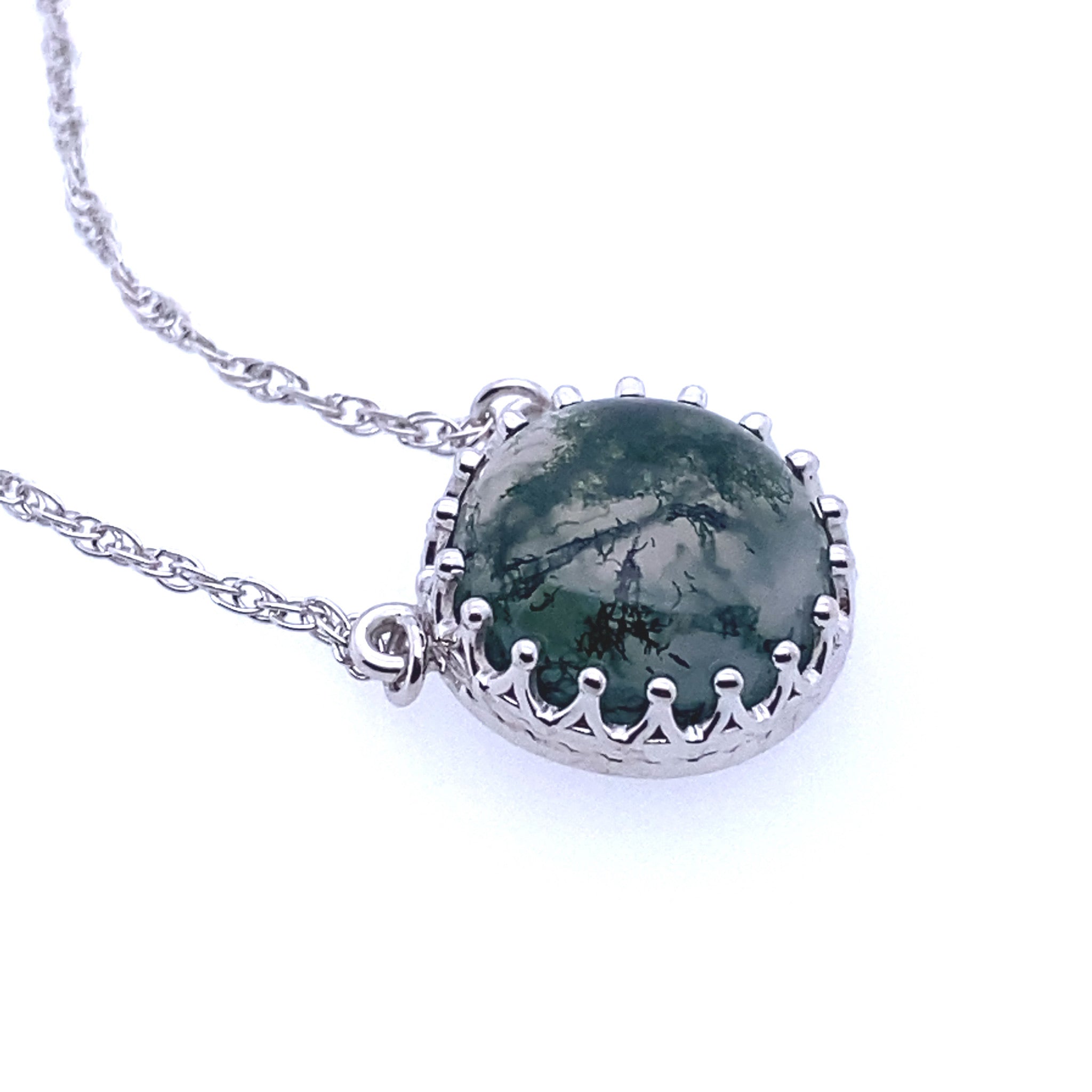 Misty Moor Moss Agate in Silver Marrakesh