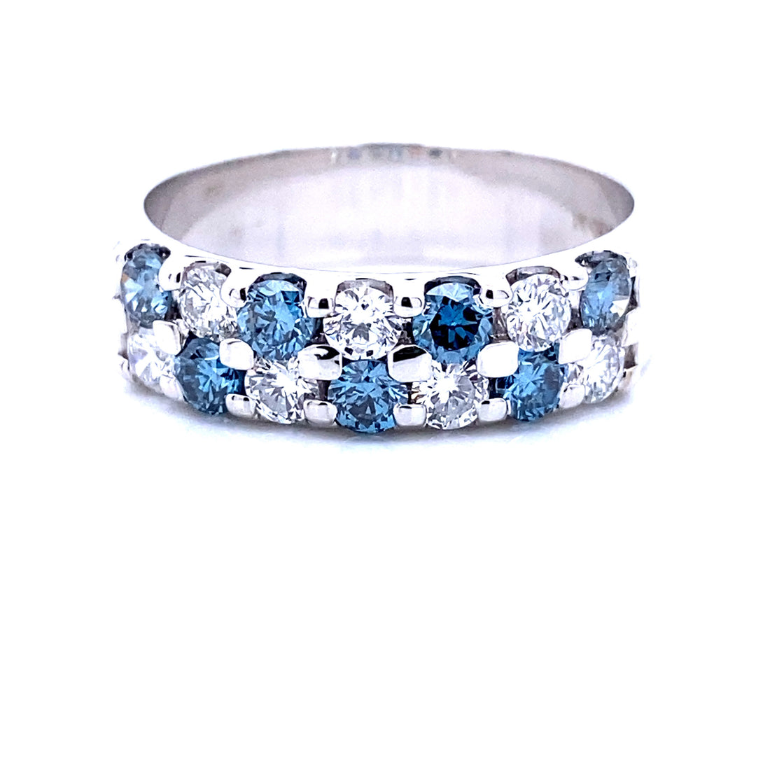 Sustainable Blue and White Double Diamond Band