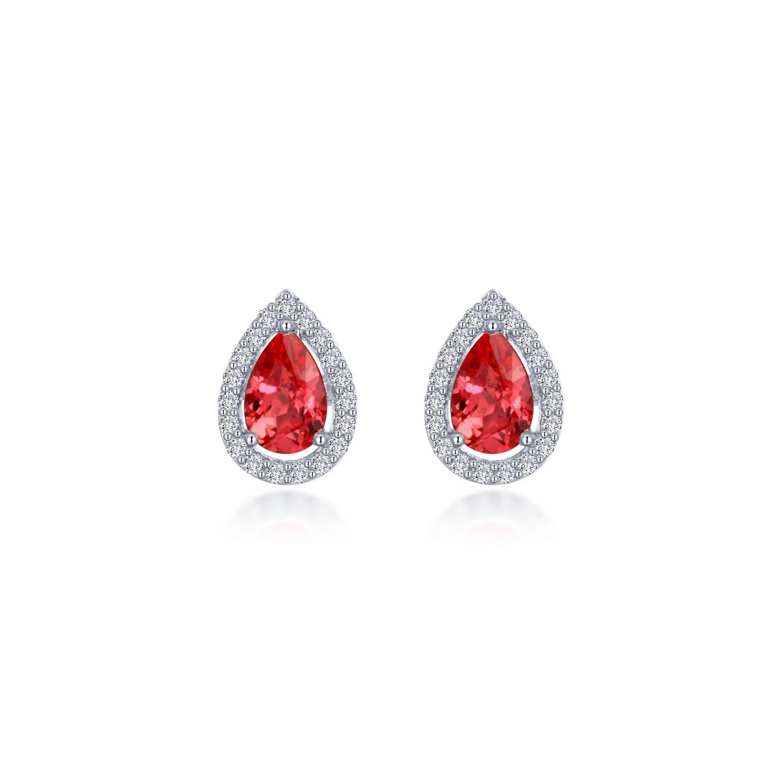 Fancy Padparadscha Lab-Grown Sapphire Halo Stud Earrings