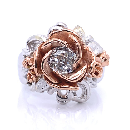 Antique Diamond Rainstorm Roses Two-tone Gold Ring