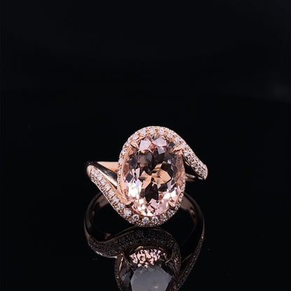 Blushing Morganite Rose Gold Diamond Bypass Ring