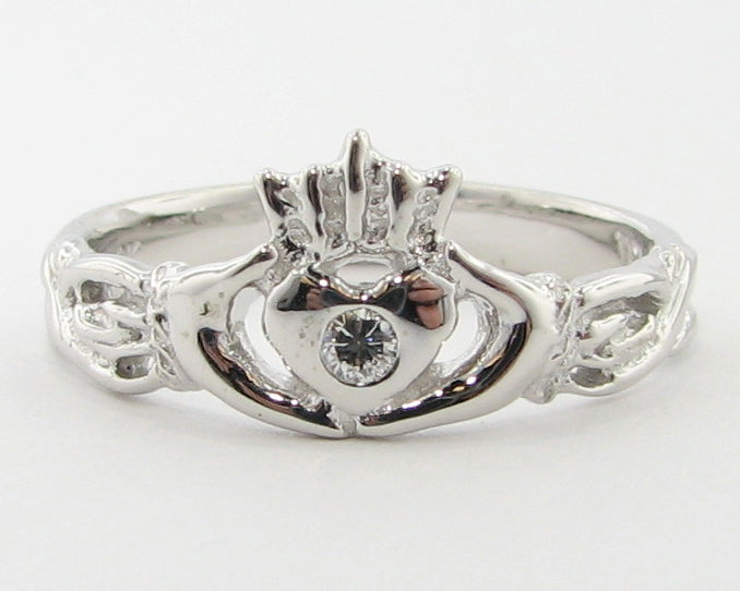 .03ct Diamond and Claddagh Celtic Gold Ring