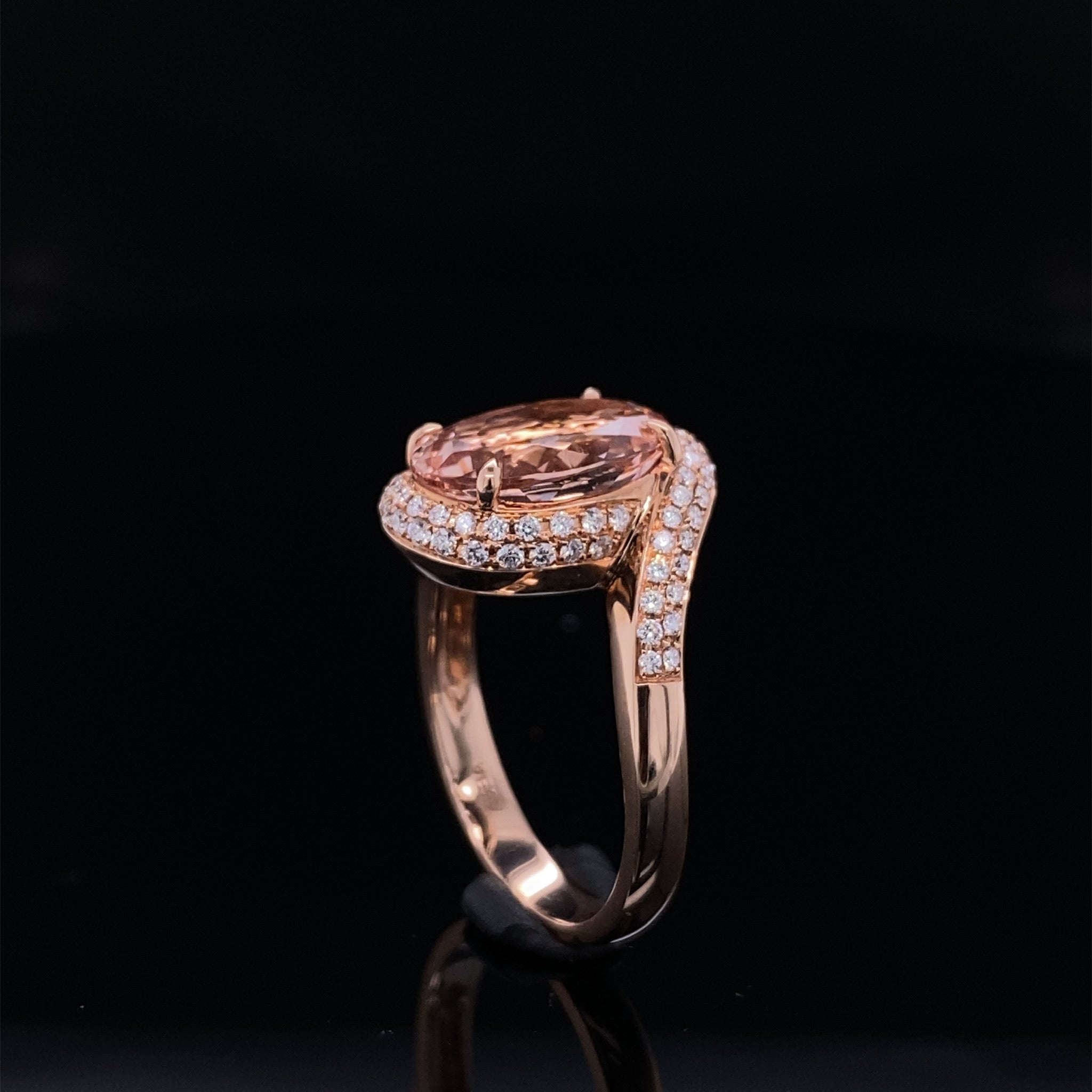 Blushing Morganite Rose Gold Diamond Bypass Ring