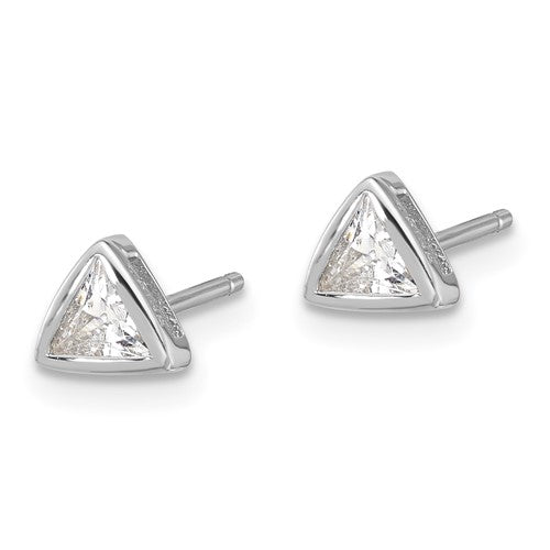 Silver Triangle CZ Earrings