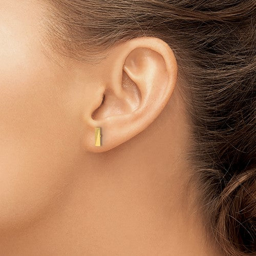 14K Polished and Satin Bar Post Earrings