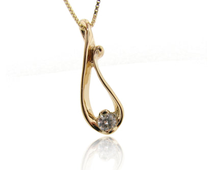 Radiant Raindrop Diamond and Yellow Gold Pendant