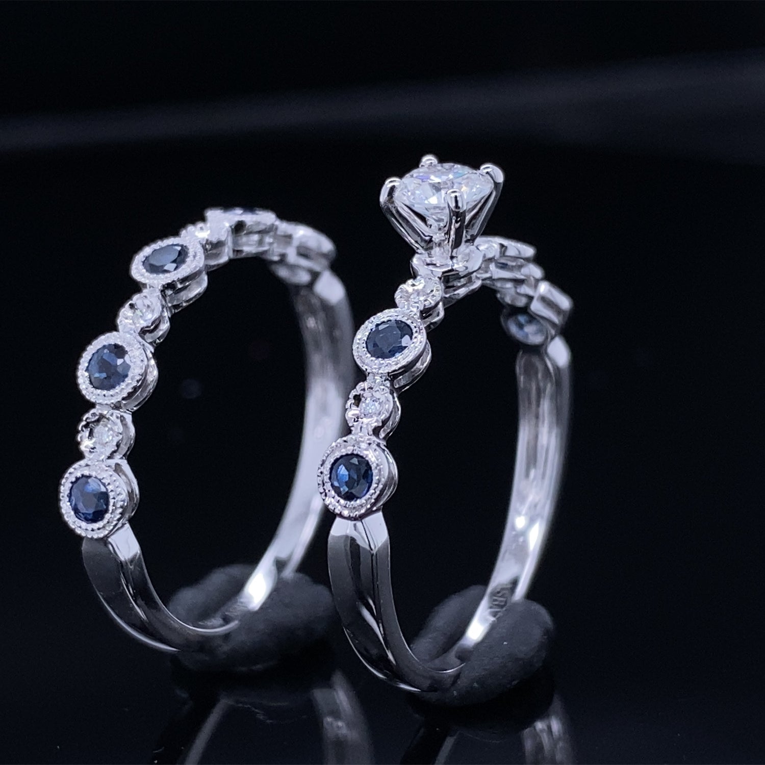 Crown Jewels Sapphire Studded Diamond Engagement Set