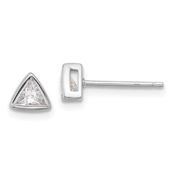 Silver Triangle CZ Earrings