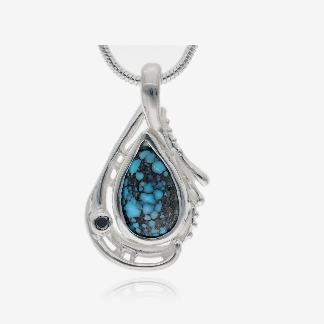 Lyric Blue Turquoise and Black Diamond Pendant