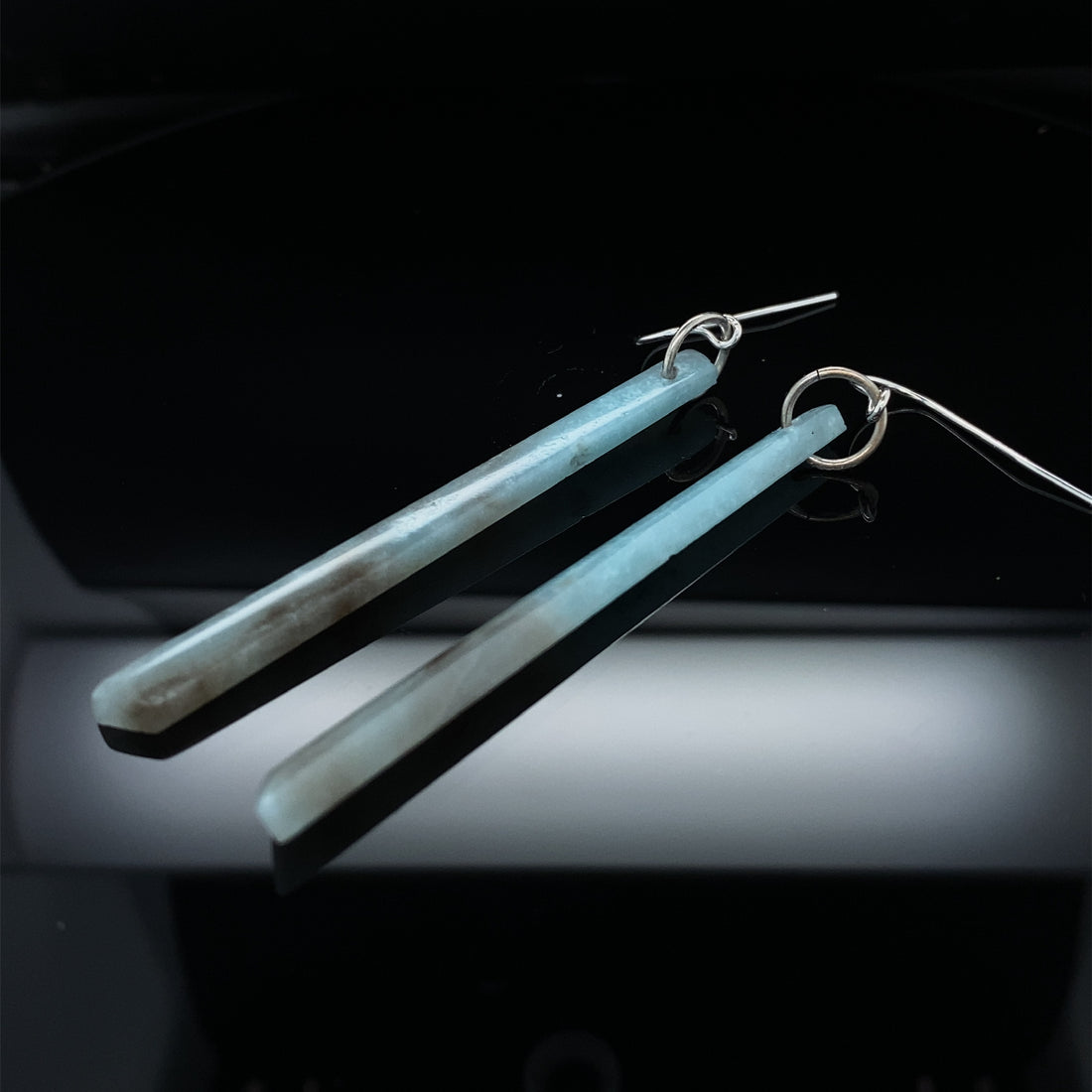 Sliver of Ocean Amazonite Chopstick Earrings