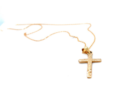 Yellow-gold-hammered-cross-necklace-wexford-jewelers