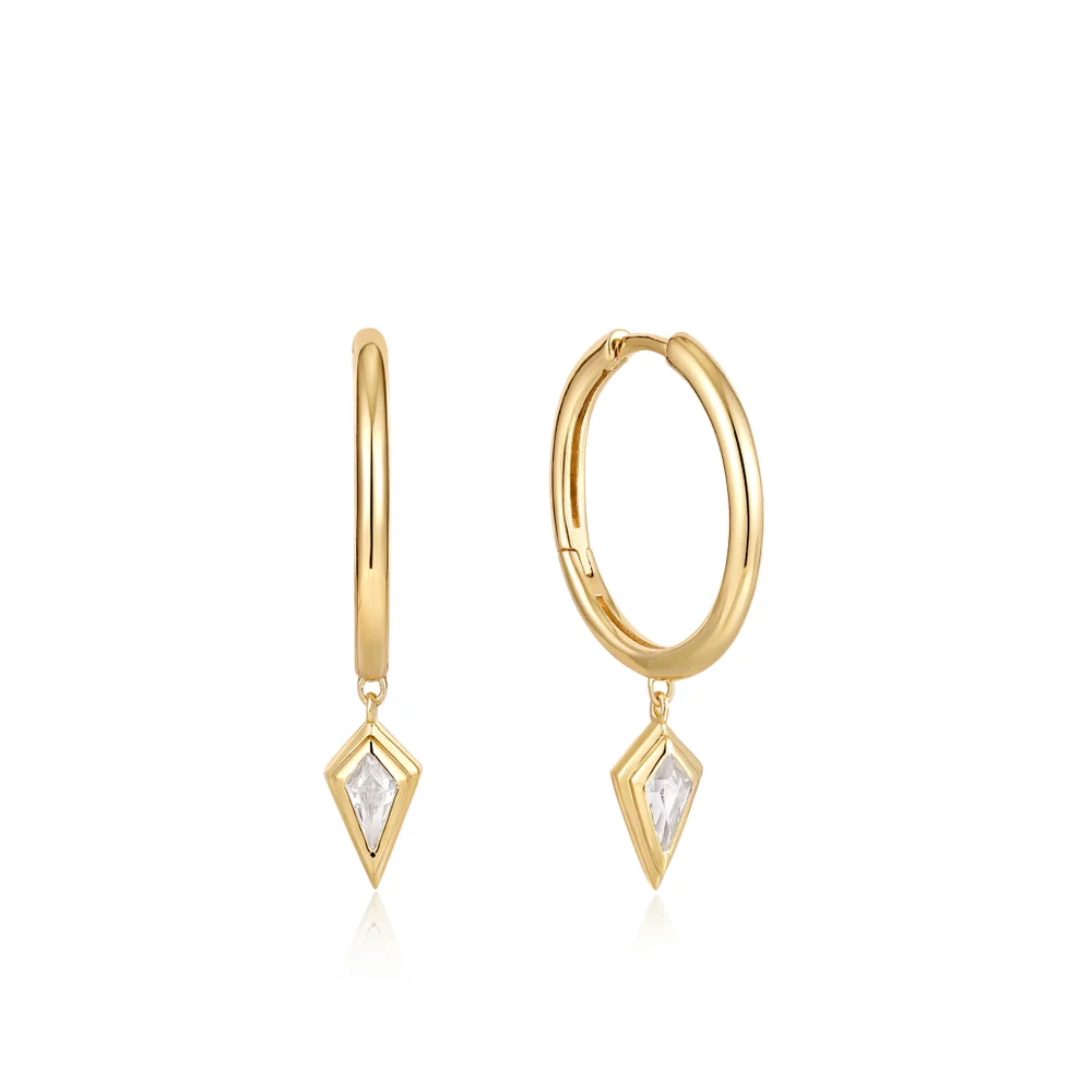 GOLD SPARKLE DROP PENDANT HOOP EARRINGS