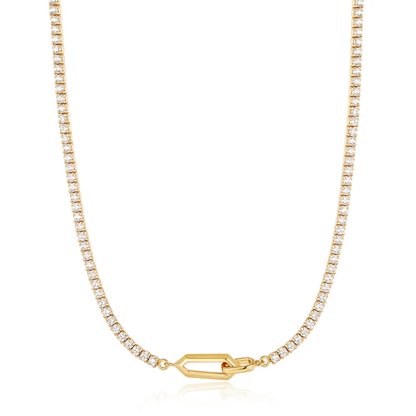 Yellow Sparkle Chain Interlock Necklace