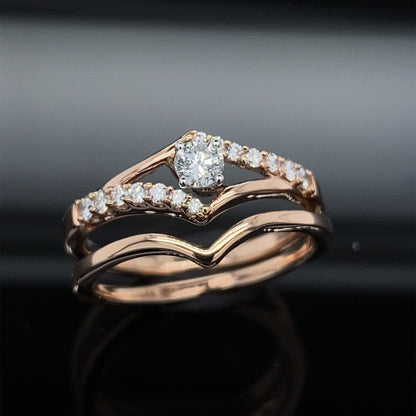 Petite Rose Gold Brilliant Diamond Wedding Set