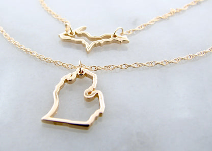 Michigan Yellow Gold Layered Necklace