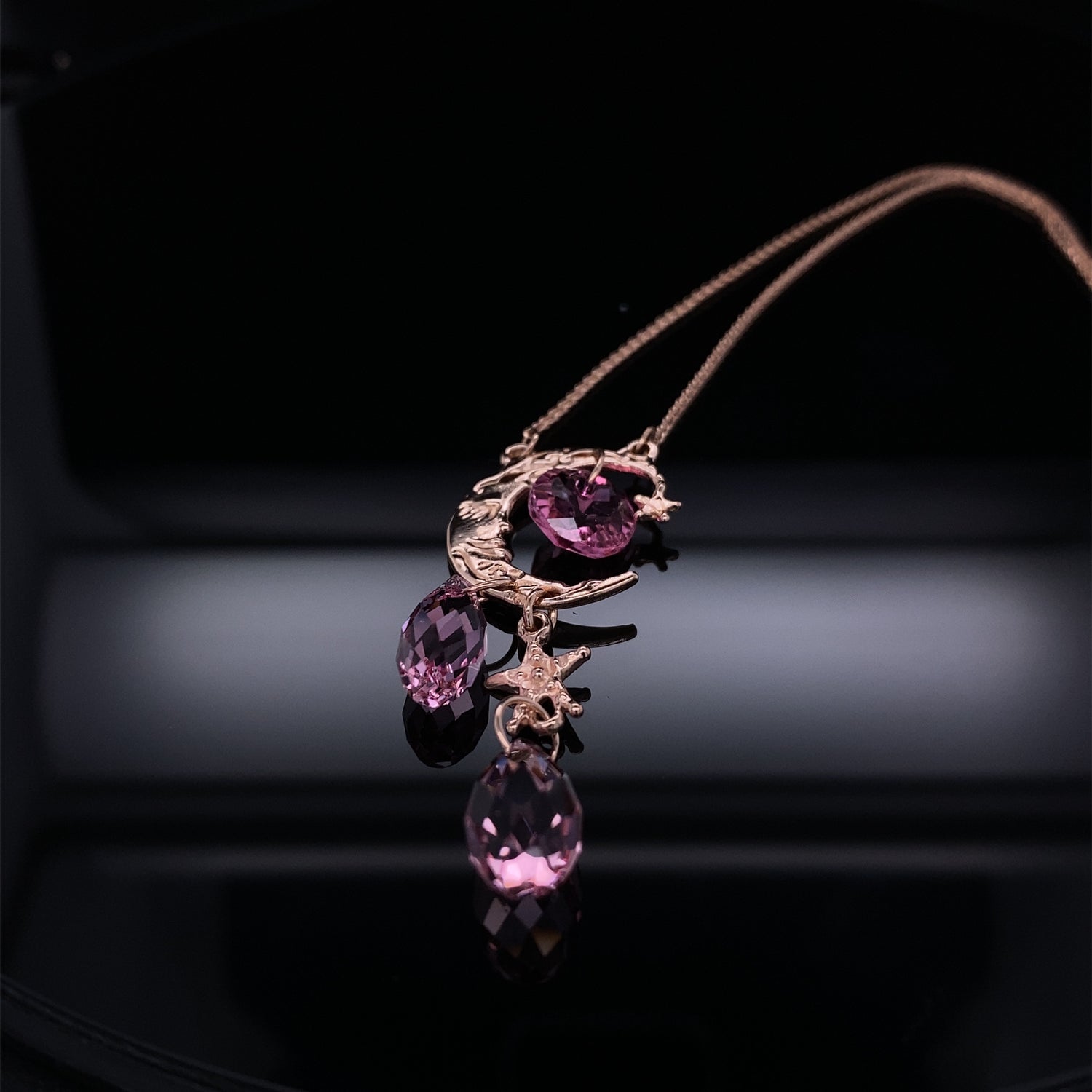 Rose Gold Pink Moon Swarovski Pendant