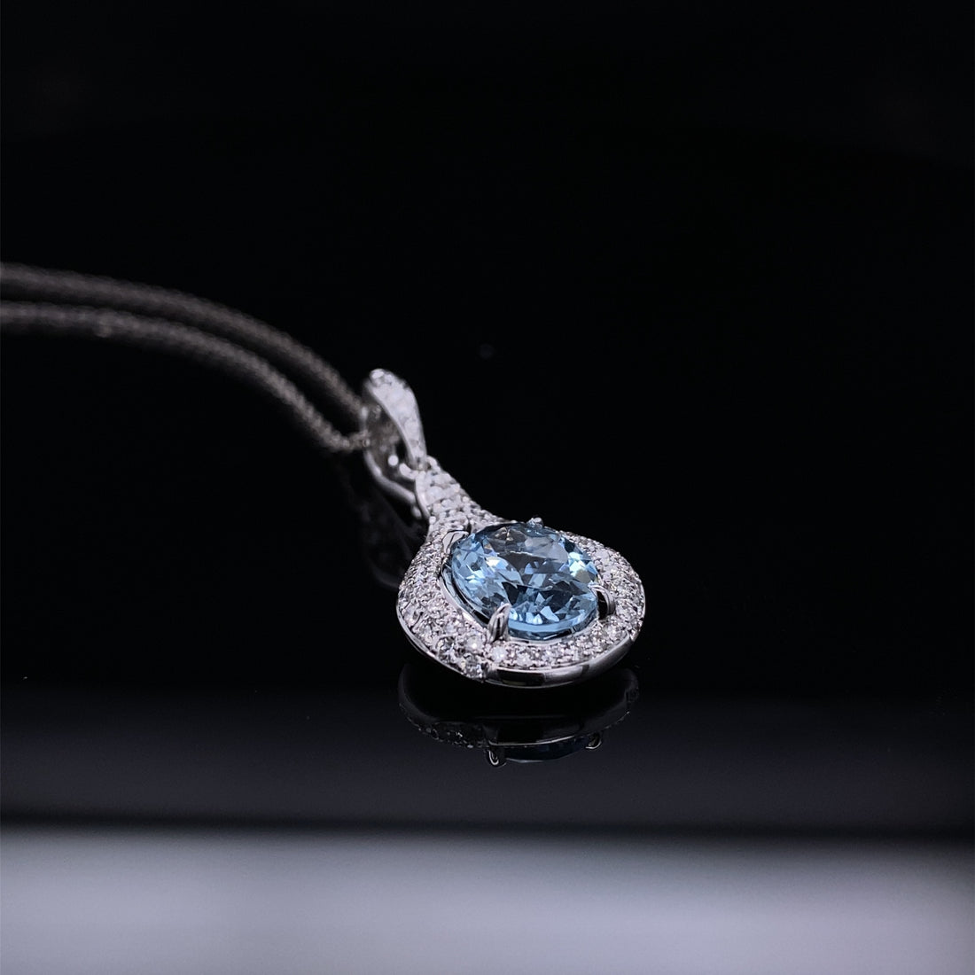 Imperial Aquamarine Diamond Encrusted Drop Pendant