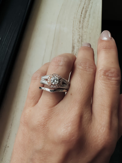 Two Tone Engagement Ring And Wedding Band Two-Tone White Rose Gold