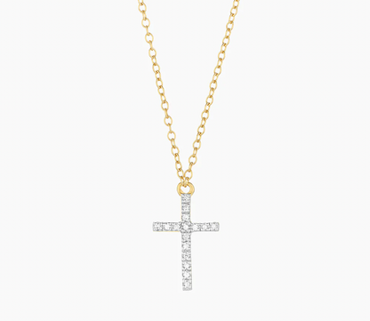 Yellow Believe Cross Diamond Necklace