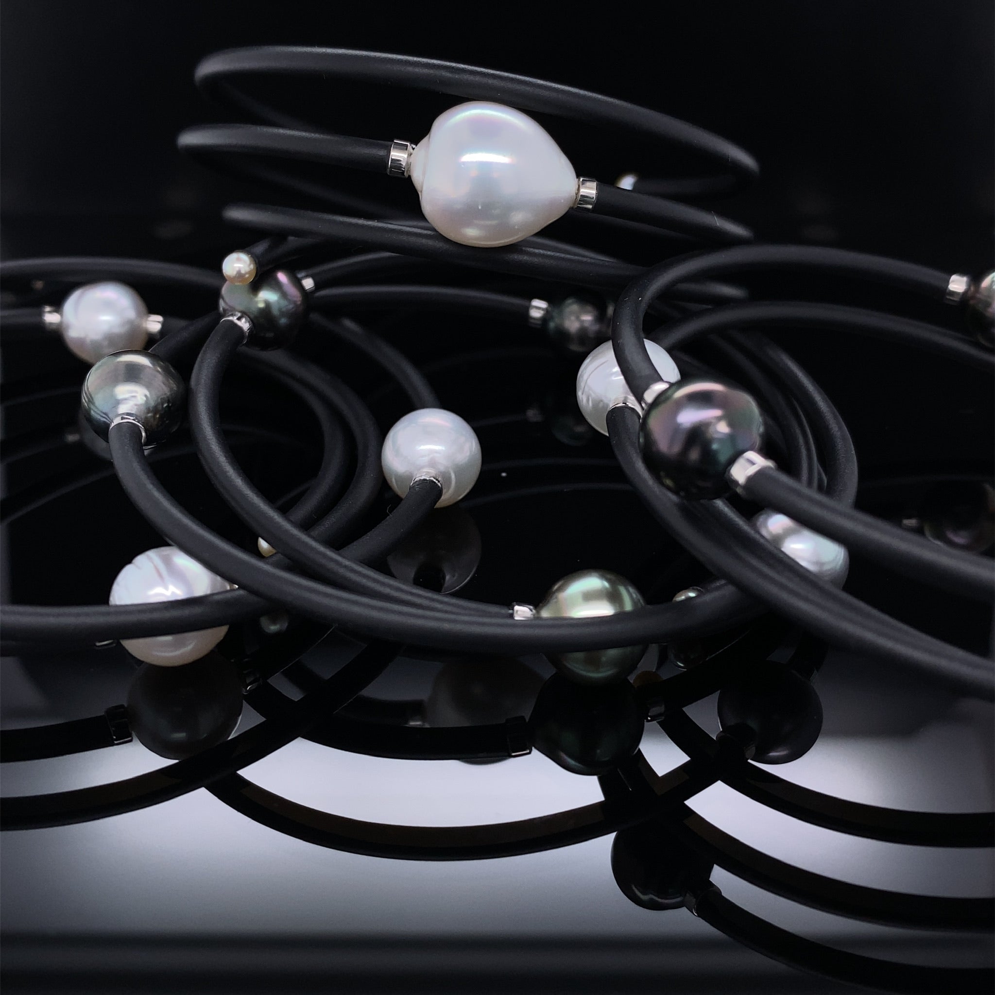 Exotic Deep Sea Pearl Triple Wrap Bracelets