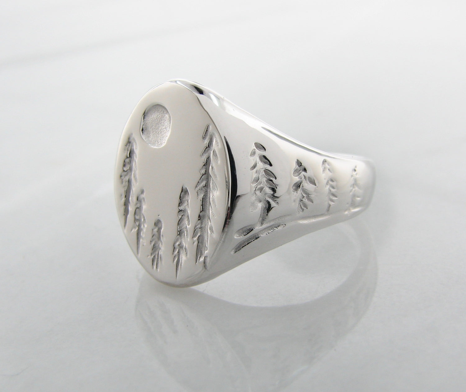 Silver Signet Ring, Forest