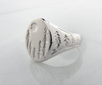 Silver Signet Ring, Forest