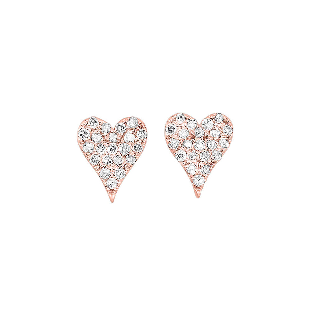 .20ctw Pavé Diamond Sweetheart Earring Studs in Rose Gold