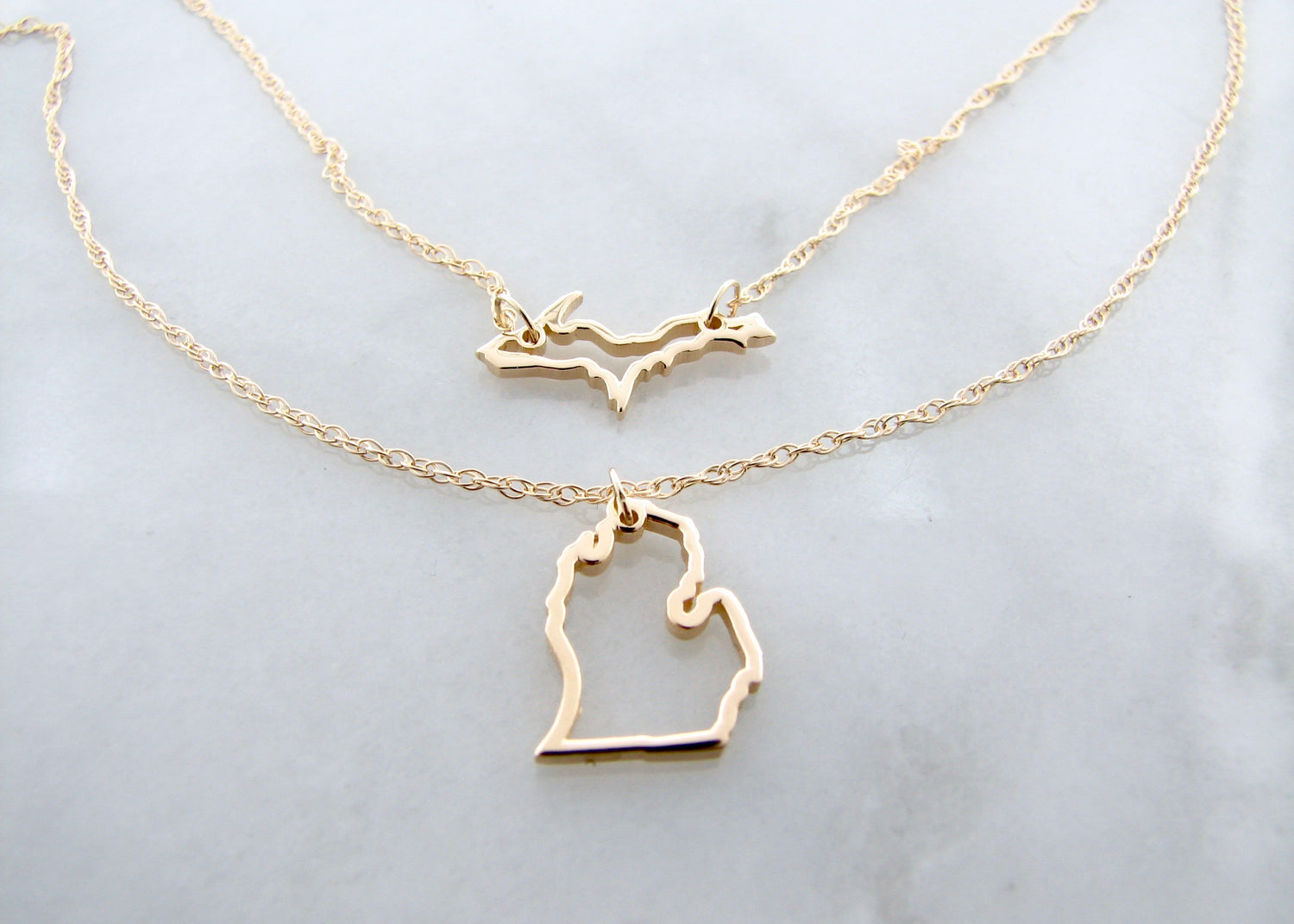 Michigan Yellow Gold Layered Necklace