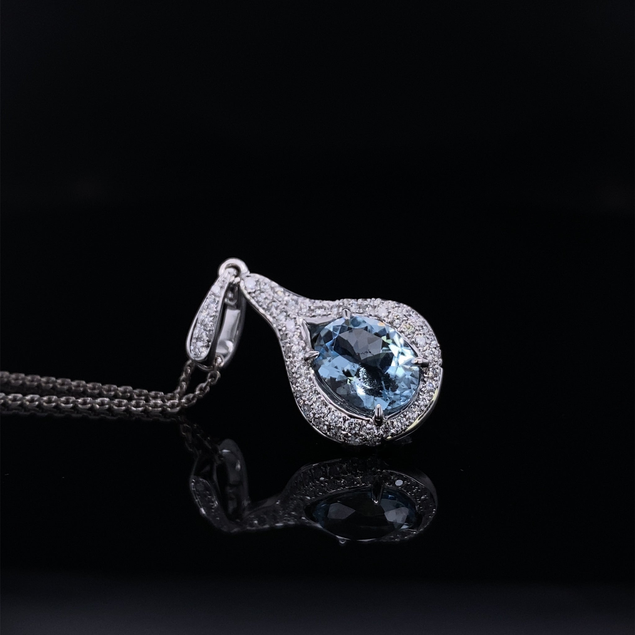 Imperial Aquamarine Diamond Encrusted Drop Pendant