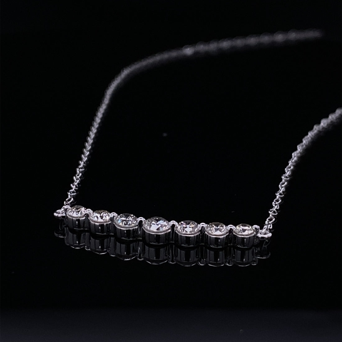 .66ct Shining Crescent Diamond Bubble Necklace White Gold