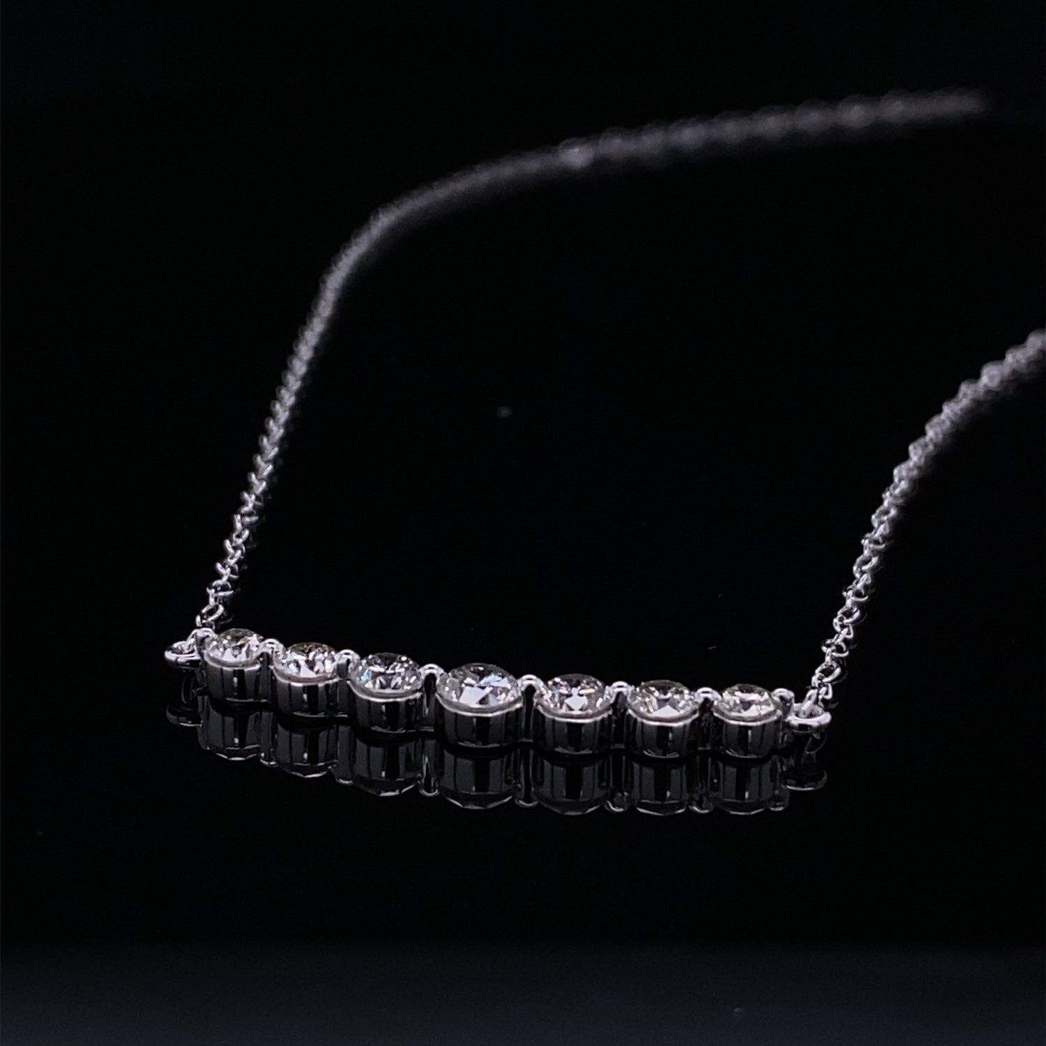 .66ct Shining Crescent Diamond Bubble Necklace White Gold