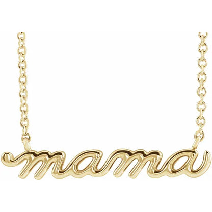 14K Yellow Petite Mama Script 18&quot; Necklace